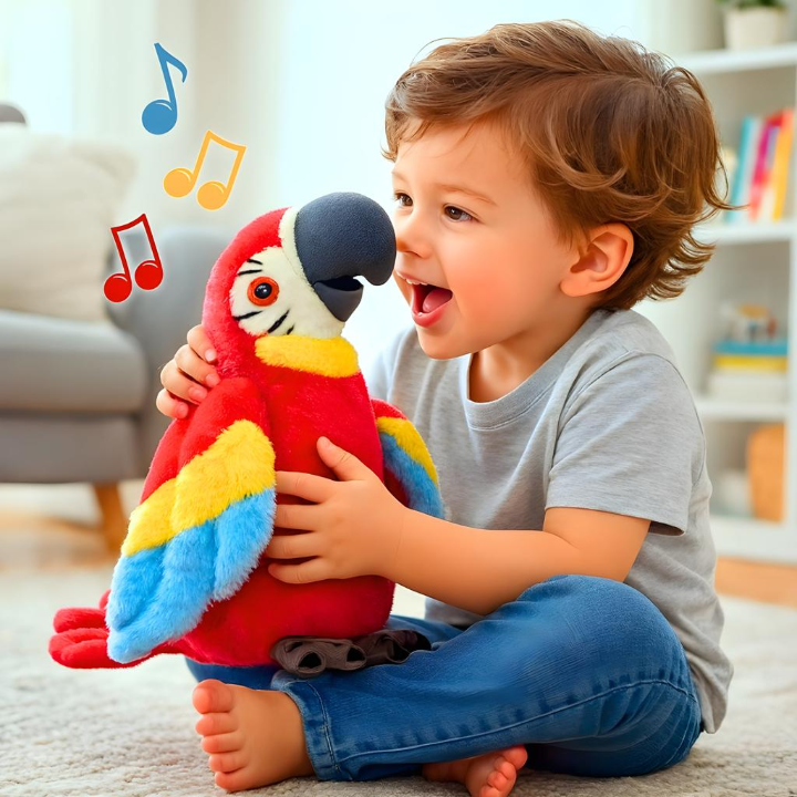 Perroquet en Peluche Interactif – Répète les Voix, Parle et Bat des Ailes